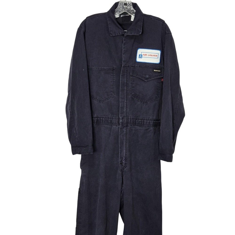 Workrite Coveralls Mens 38-R Blue Cotton Flame Resistant FR Mechanic Workwear